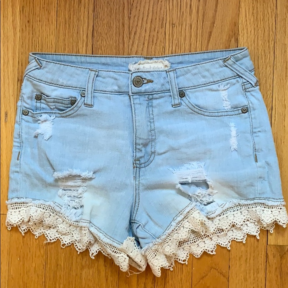 light wash denim ripped shorts